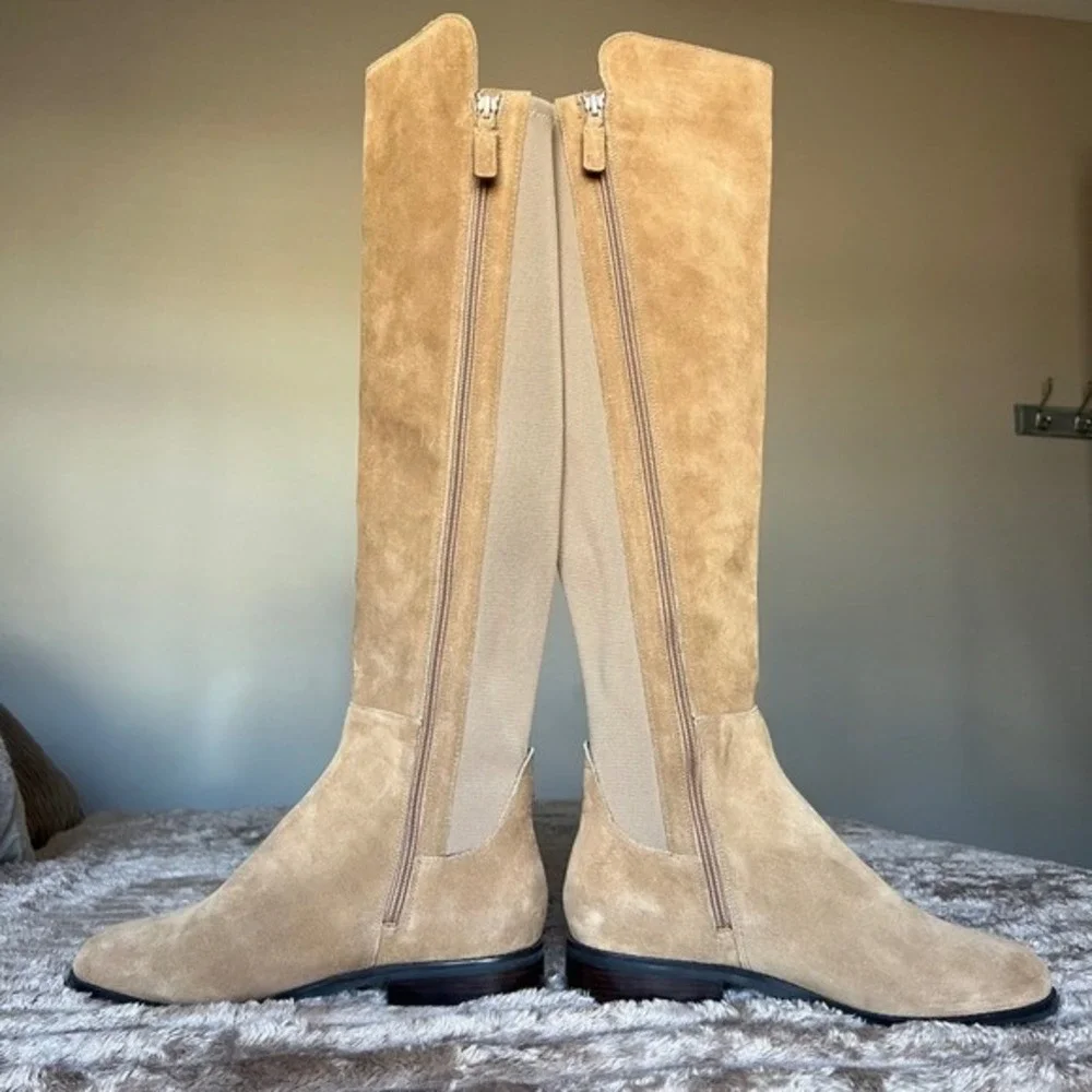 Cole Haan Isabelle Tan Suede Elastic Panel Over The Knee Riding Boots‎ Women 8.5